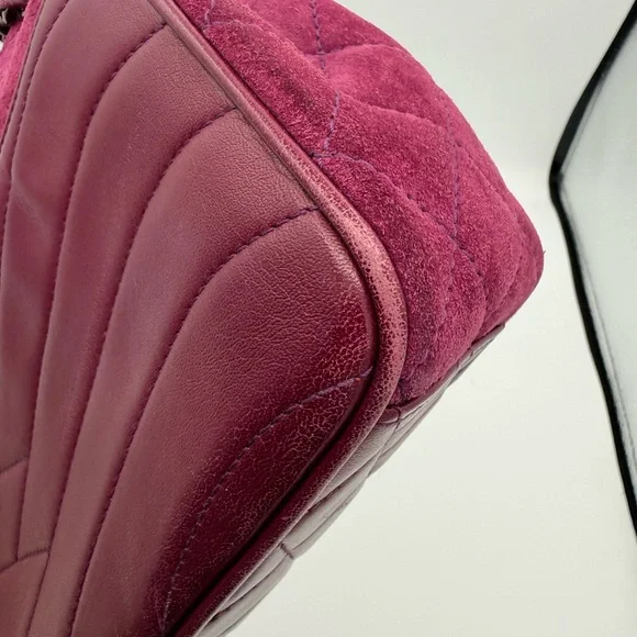 Chanel Fuchsia Suede Chain Shoulder Bag - Picture 6 of 11